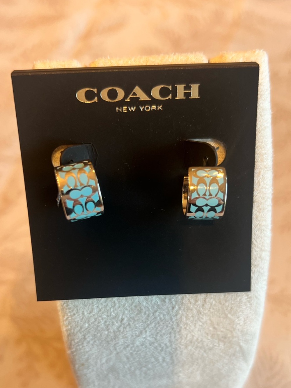 Coach New York light blue Signature Hoop Earrings